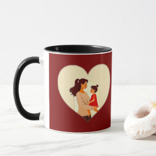 Caneca Illustration of the love between mother and daught