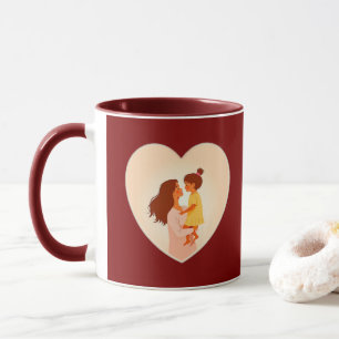 Caneca Illustration of the love between mother and daught