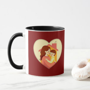 Caneca Illustration of the love between mother and daught