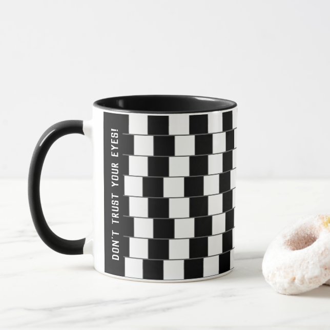Caneca Ilusão geométrica-óptica de linhas paralelas (Com Donut)