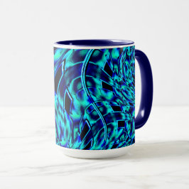 Caneca Ilusão metálica e torta, imagem azul a verde