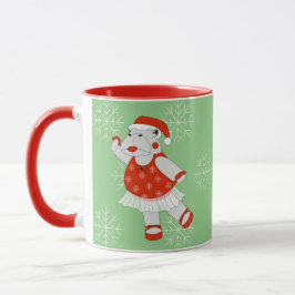 Caneca ilusima Ballerina Hippo Christmas Snowflakes Mug