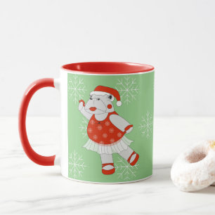 Caneca ilusima Ballerina Hippo Christmas Snowflakes Mug
