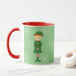 Caneca Ilusima Elf Girl Christmas Flocos de neve verde cl