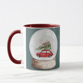 Caneca ilustração aquarela de um globo de neve de Natal