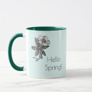 Caneca Ilustração Botânica de Flor de Primavera Elegante