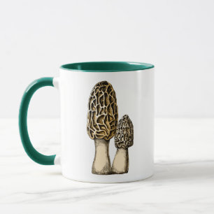 Caneca Ilustração Botânica de Morel Mushroom