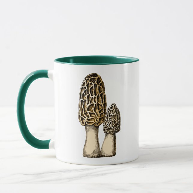 Caneca Ilustração Botânica de Morel Mushroom (Esquerda)