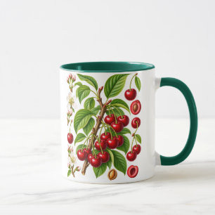 Caneca Ilustração Botânica Vintage de Cereja