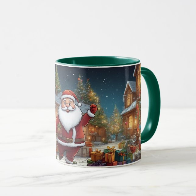 Caneca Ilustração Cartoon Natal Clause Mug (Frente Esquerda)