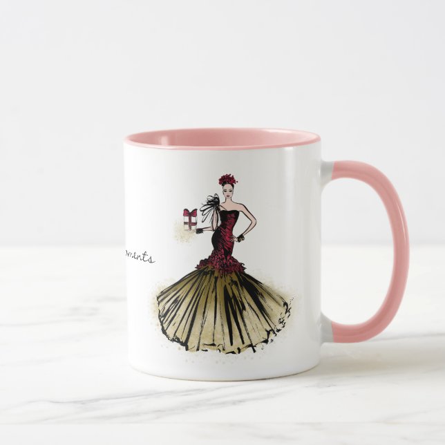 Caneca Ilustração da Moda de Natal com encomenda (Direita)