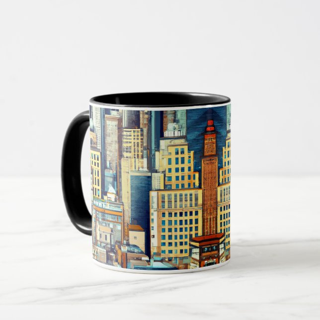 Caneca Ilustração da paisagem urbana de Nova York (Frente Esquerda)