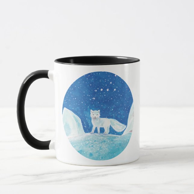 Caneca Ilustração da Pequena Raposa Árctica (Vulpes lagop (Esquerda)