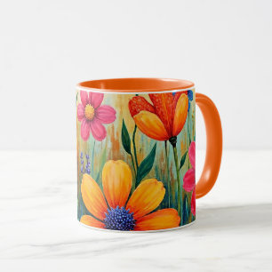 Caneca Ilustração de Arte Popular Floral