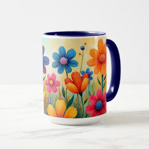 Caneca Ilustração de Arte Popular Floral