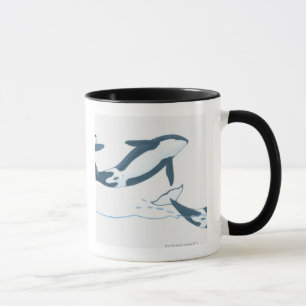 Caneca Ilustração de baleias de assassino (orca do