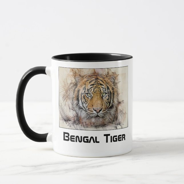 Caneca Ilustração de Cabeça de Tigre de Bengala (Esquerda)