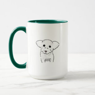 Caneca Ilustração de cachorrinho branco fofa desenhada à 