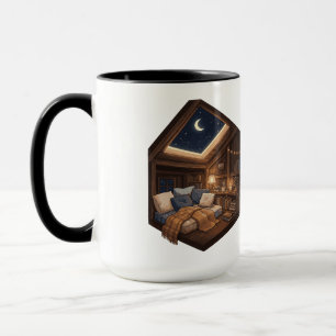 Caneca Ilustração de Cantinho de Leitura Aconchegante em