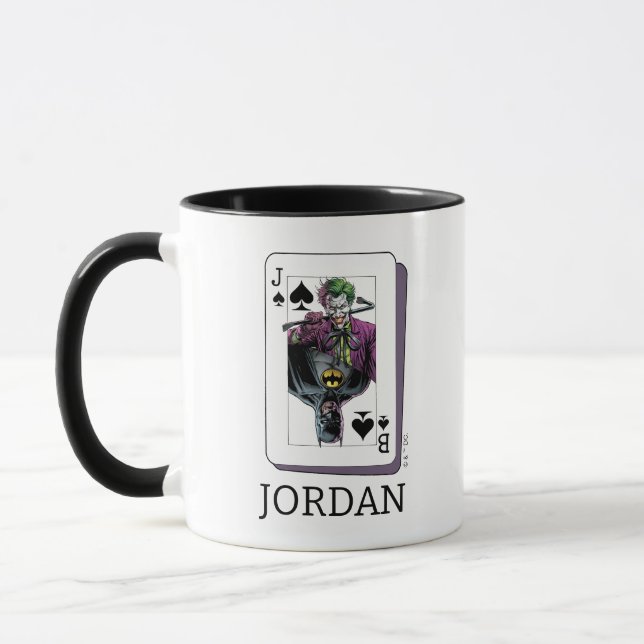 Caneca Ilustração de Carta de Baralho do Coringa e Batman (Esquerda)