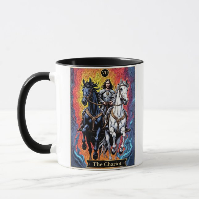 Caneca Ilustração de Carta de Tarot, O Carro de Guerra (Esquerda)