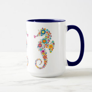 Caneca Ilustração de Cavalo Floral Colorido Bonito