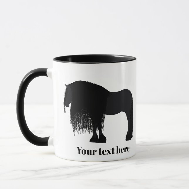Caneca Ilustração de Cavalo Frísia Personalizado (Esquerda)