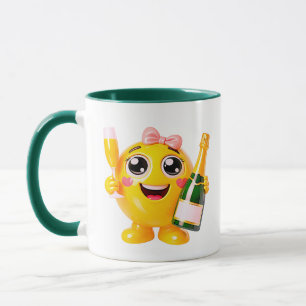 Caneca Ilustração de Celebração de Emoji de Porcelana Sor