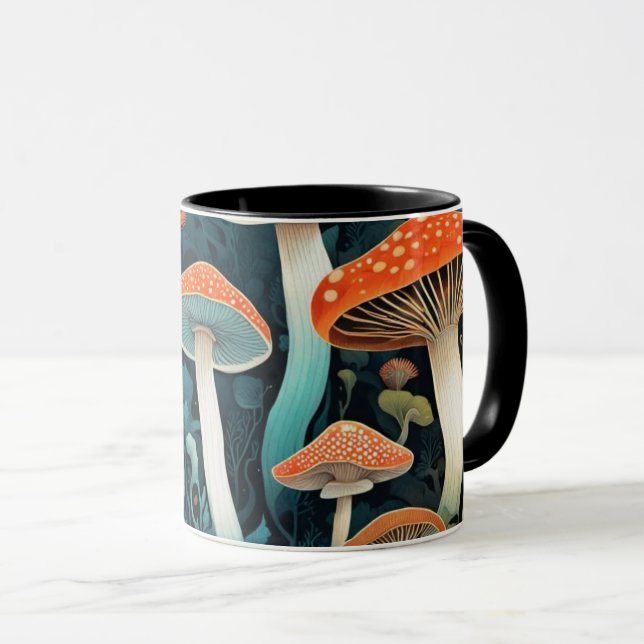 Caneca Ilustração de Cogumelos Florestais Whimsical (Frente Esquerda)