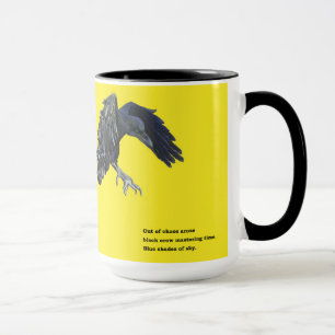 Caneca Ilustração de Corvo Negro e Haiku