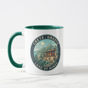 Caneca Ilustração de Creta Grécia Arte de Viagem Crachá