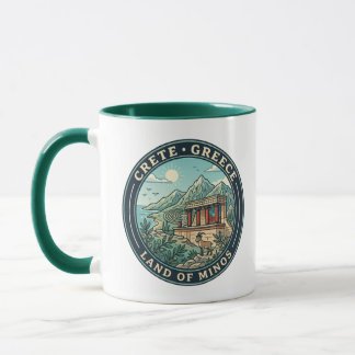 Caneca Ilustração de Creta Grécia Arte de Viagem Crachá