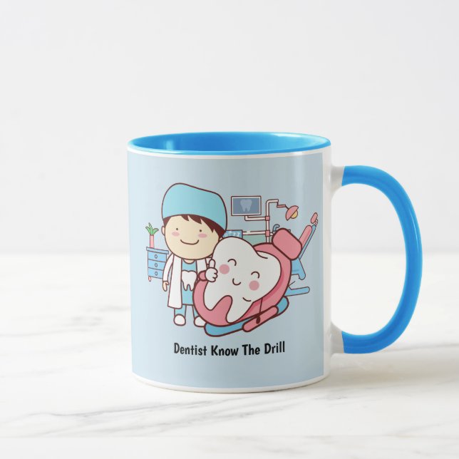 Caneca Ilustração de dentista e dente (Direita)
