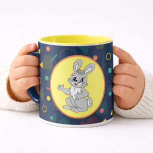 Caneca Ilustração de desenho animado de coelho fofo para