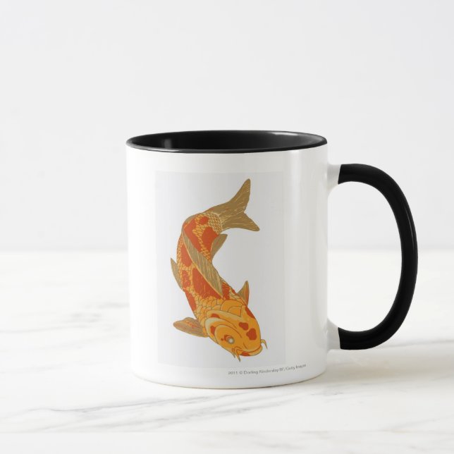 Caneca Ilustração de Digitas da carpa de Koi (Direita)