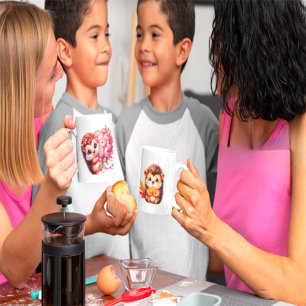 Caneca Ilustração de Duo deouriço-cacheiro Floral Românti