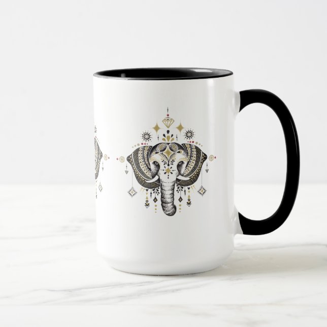 Caneca Ilustração de elefante tribal (Direita)