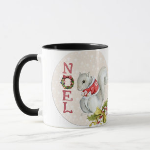 Caneca Ilustração de Esquilo de Natal