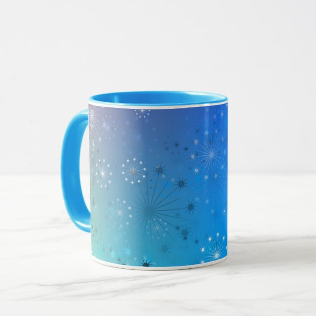 Caneca Ilustração de Estrelas do Céu Azul (Frente Esquerda)
