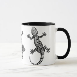 CANECA ILUSTRAÇÃO DE GECKO LIZARD A PRETO E BRANCO
