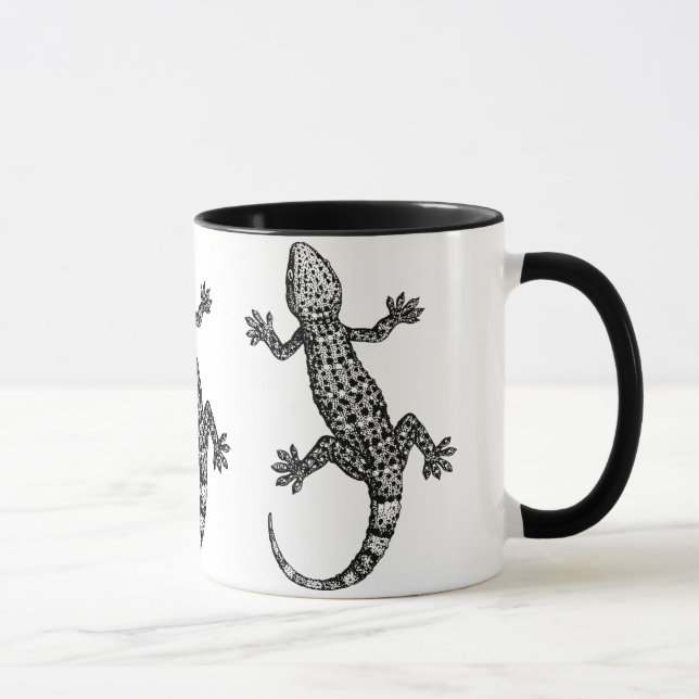 CANECA ILUSTRAÇÃO DE GECKO LIZARD A PRETO E BRANCO (Direita)