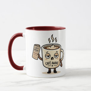 Caneca Ilustração de mascote de café sonolento fofo ao ac