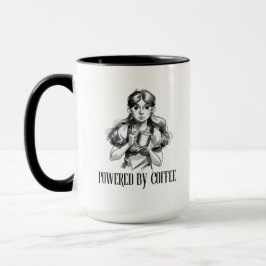 Caneca Ilustração de Menina Fofa Amante de Café