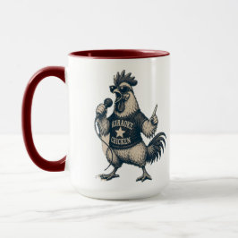 Caneca Ilustração de Música Vintage de Galo Cantando Dive
