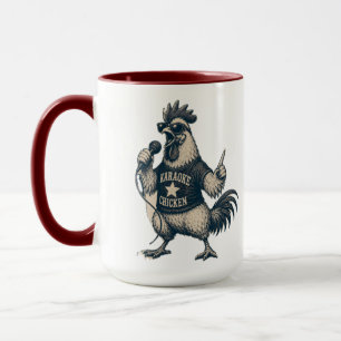 Caneca Ilustração de Música Vintage de Galo Cantando Dive