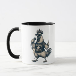 Caneca Ilustração de Música Vintage de Galo Cantando Dive