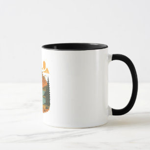 Caneca Ilustração de Paisagem Montanhosa Vintage