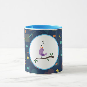 Caneca Ilustração de Pássaro Cantando Fofo para Crianças