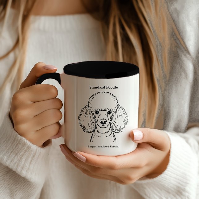 Caneca Ilustração de Retrato de Poodle Padrão em Linha Pr (Criador carregado)