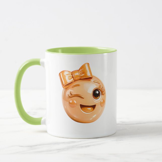 Caneca Ilustração de Rosto Emoji Piscando (Esquerda)